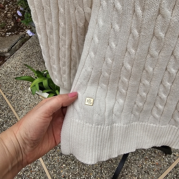 Lauren ralph lauren Puff Sleeve Ribbed Cable Cotton Sweater Pullover SP - Picture 8 of 13